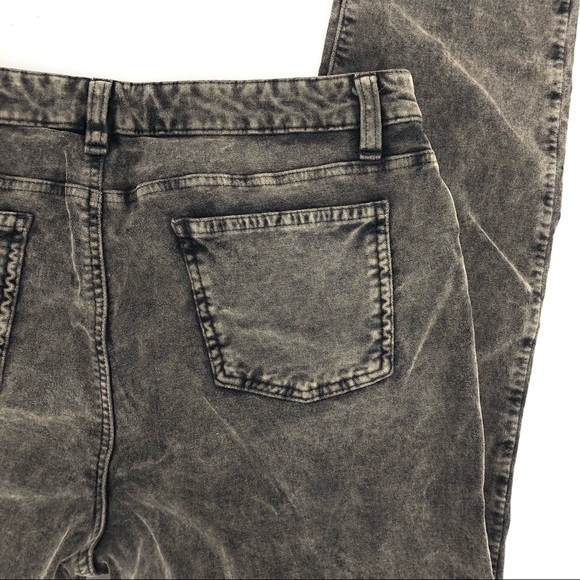 Eileen Fisher Charcoal Distressed Mineral Washed Velveteen Skinny Jeans Pants - Picture 5 of 8